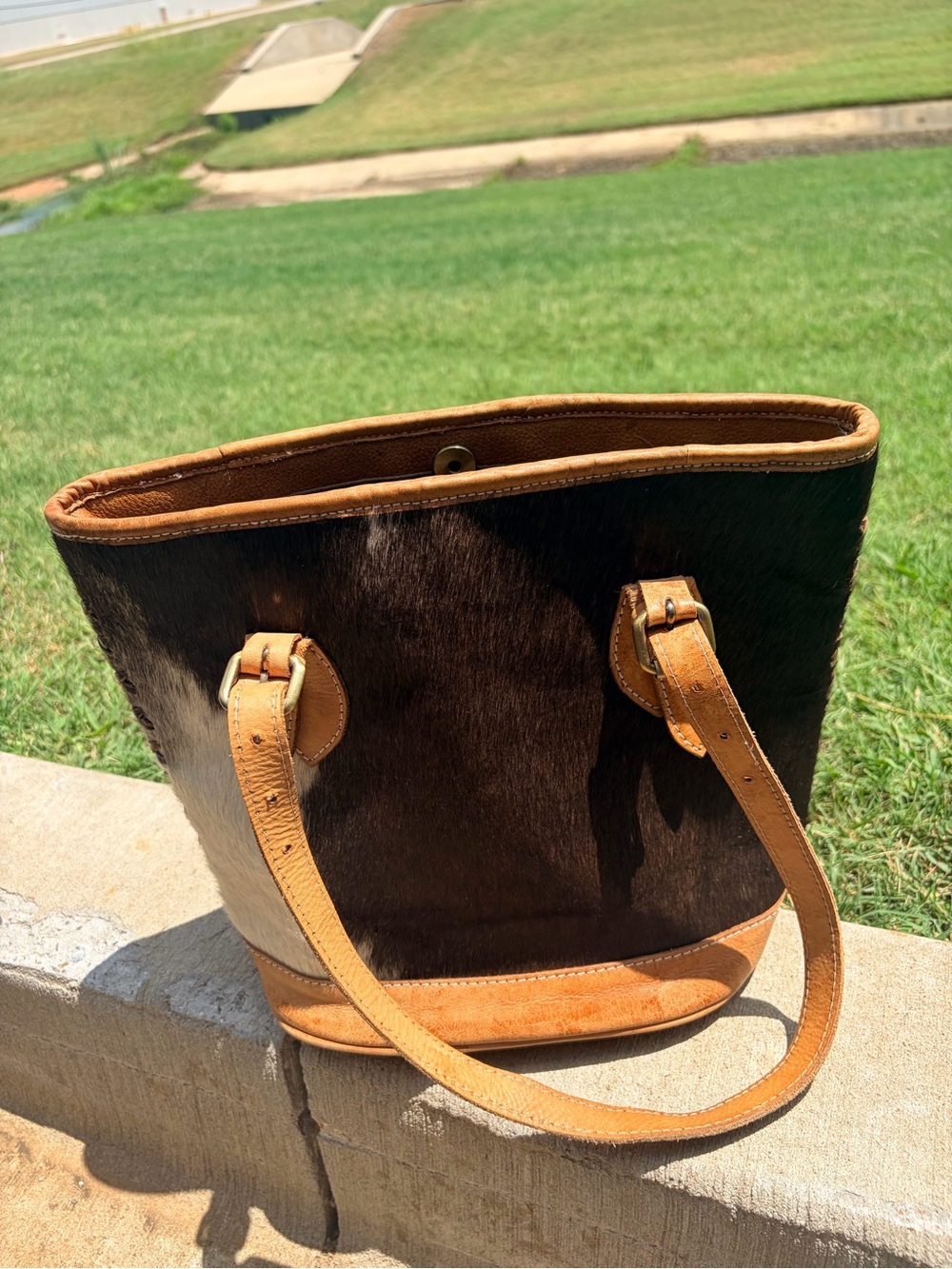American Darling Brown  Shoulder Bag with Tan leather Trim